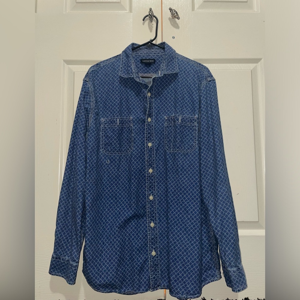 Blue long sleeve button down casual tee